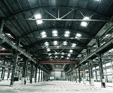 An empty industrial warehouse floor