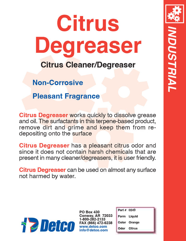 DETCO Citrus Degreaser - Quickly Dissolves Grease & Oil