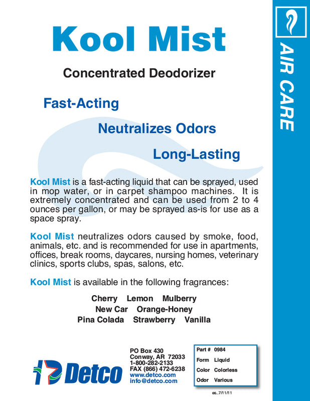 DETCO - Kool Mist - Lemon Scent - Concentrated Deodorizer