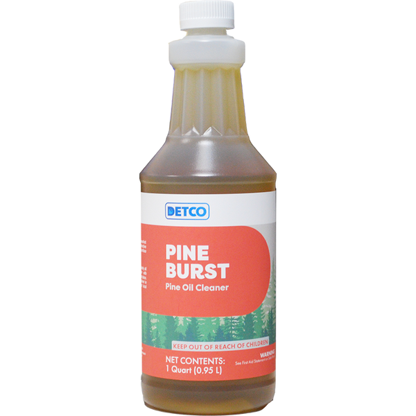 Bottle of Pine Burst Pine Oil Cleaner with Detco label on a white background
